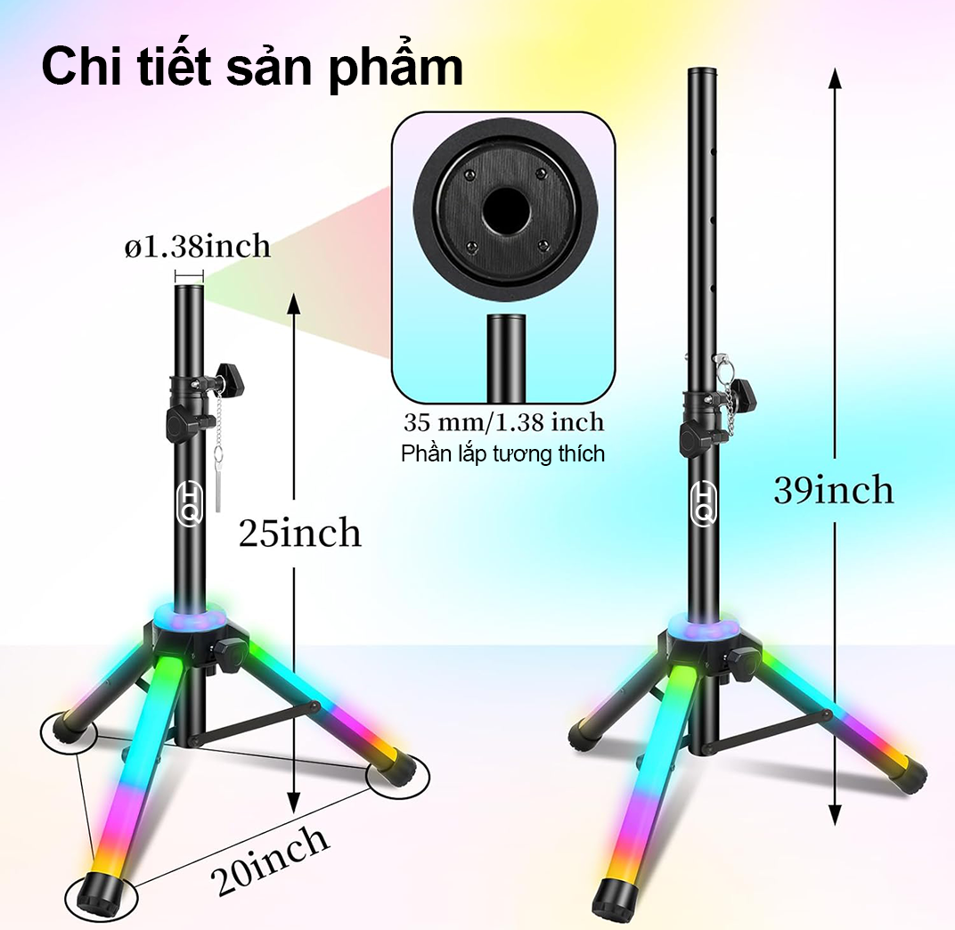 HQsing Small DJ Speaker Stand  ST225LED